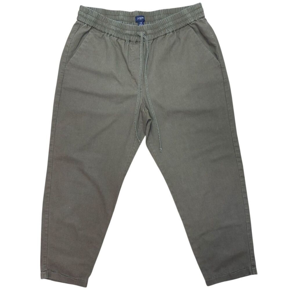 J. Crew Olive Green Women's Linen Cropped Beach Pant Size: 10